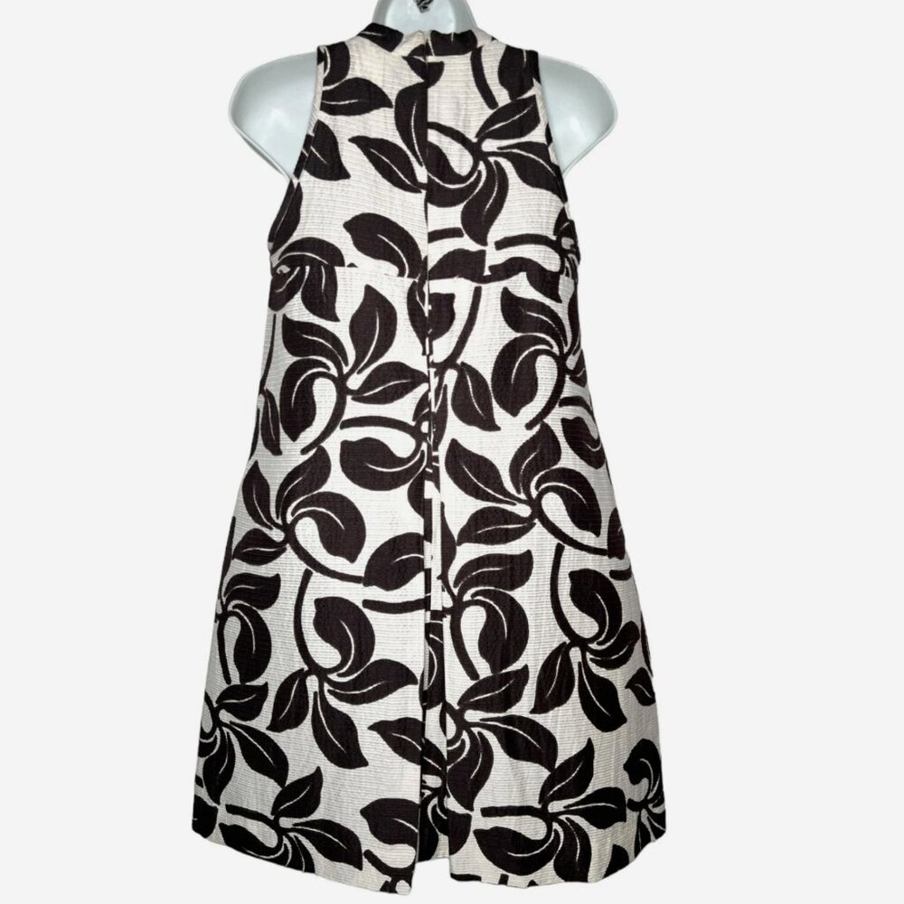 Max Mara Leaf Print Swing Dress Mini A-Line Retro Sleeveless Cotton Silk 4 Multi - Picture 6 of 11